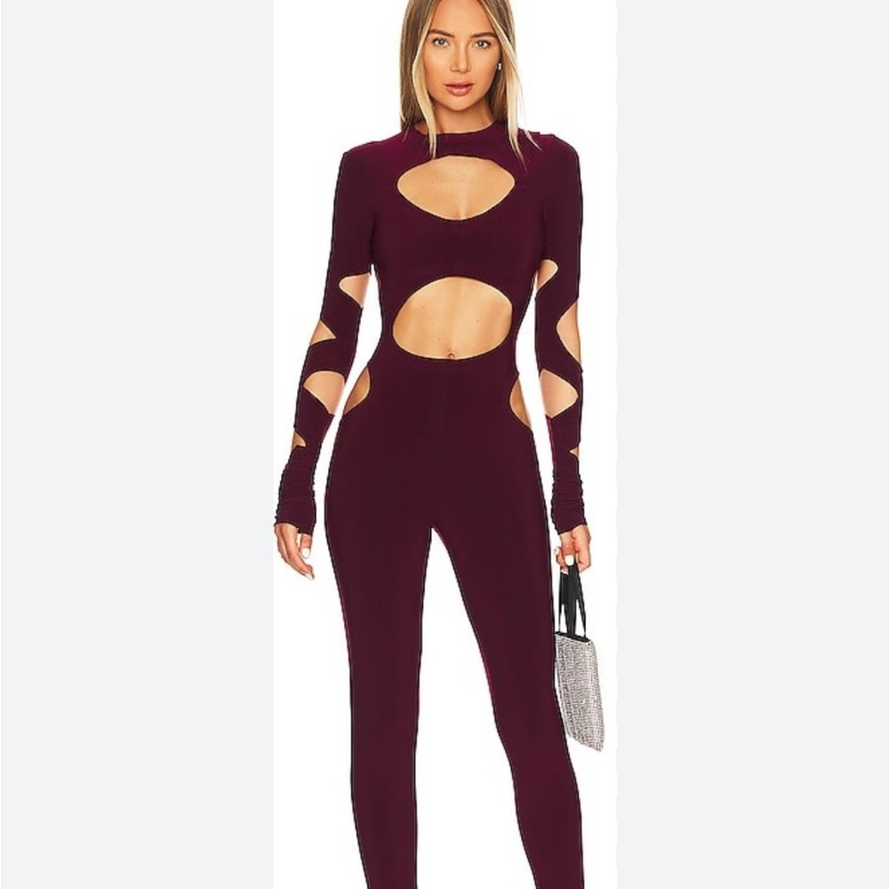 Norma Kamali cut out catsuit from Revolve.